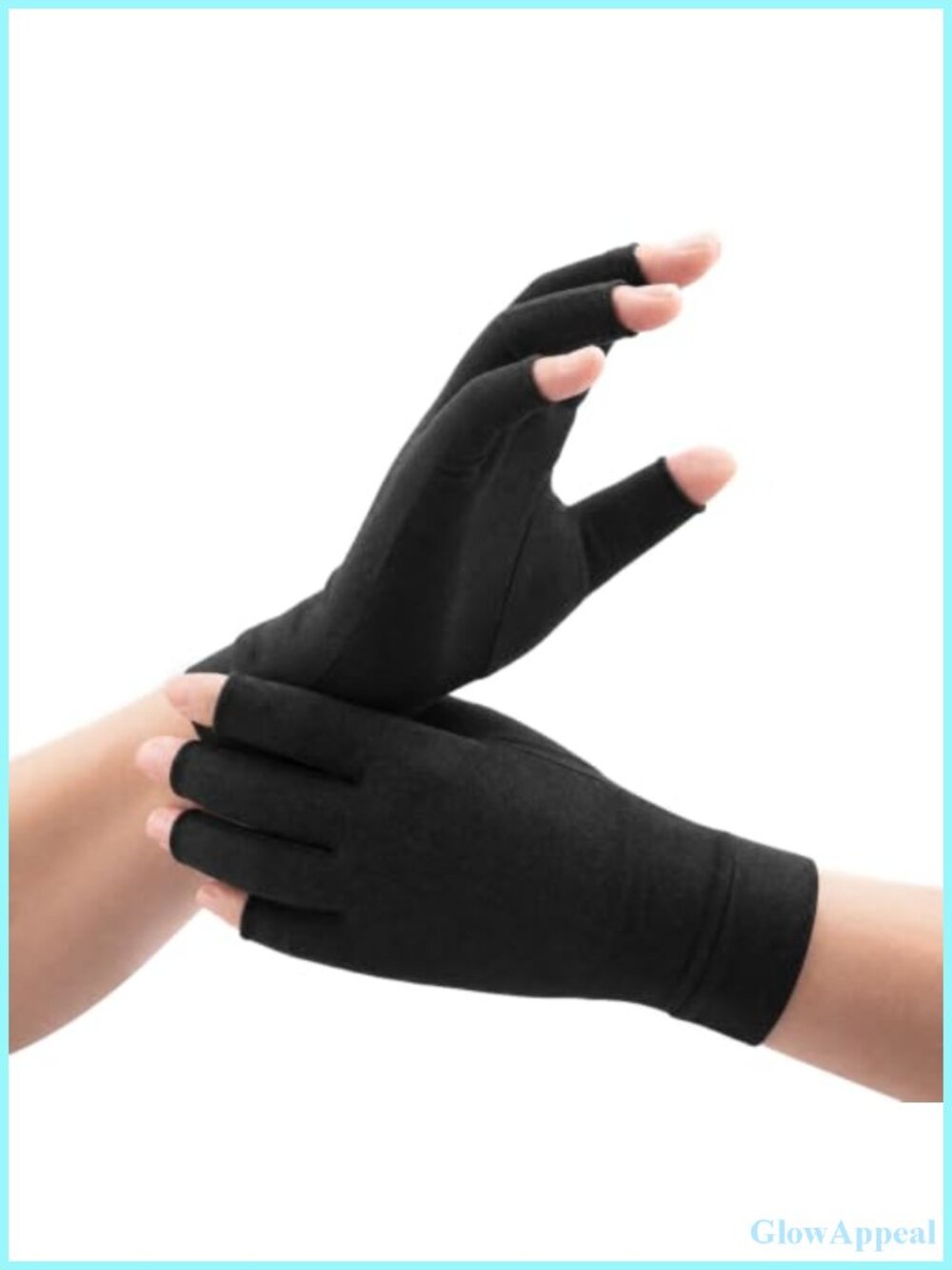 Compression Gloves for Hand Pain Relief - Fingerless, Cotton Blend, 2 Pair